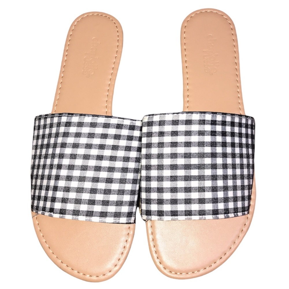 Charlotte Russe black and white checker gingham sandal